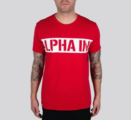 ALPHA INDUSTRIES tričko Printed Stripe T - červené (speed red)