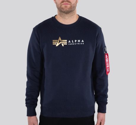 ALPHA INDUSTRIES mikina Alpha Label Sweater Foil Print - tmavo modrá (repl. blue)